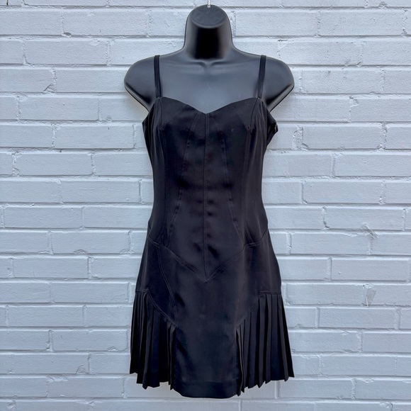 Versace Jeans Couture Dresses & Skirts - Versace Jeans Couture VTG 90s Y2K Little Black Dress w/ Pleated Skirt SZ 0/2 XS